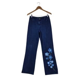 Y2K Philly Jeans USA Floral Painted Jeans Blue Art Girl Denim Slim Fit Hips